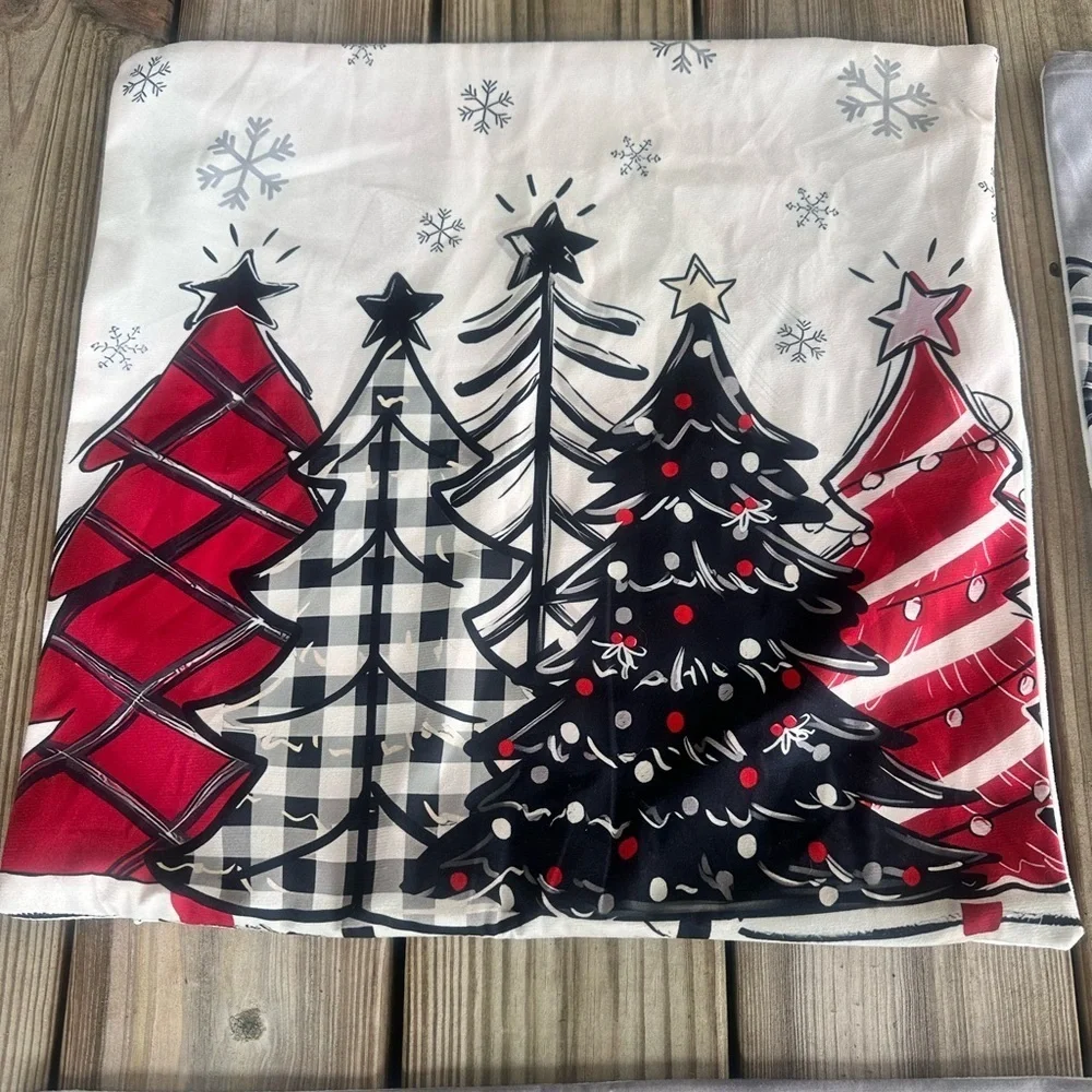 Holiday Time Red and Gray Christmas Pillow Covers